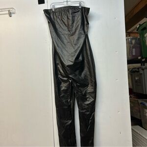 Black Faux Leather Jumpsuit